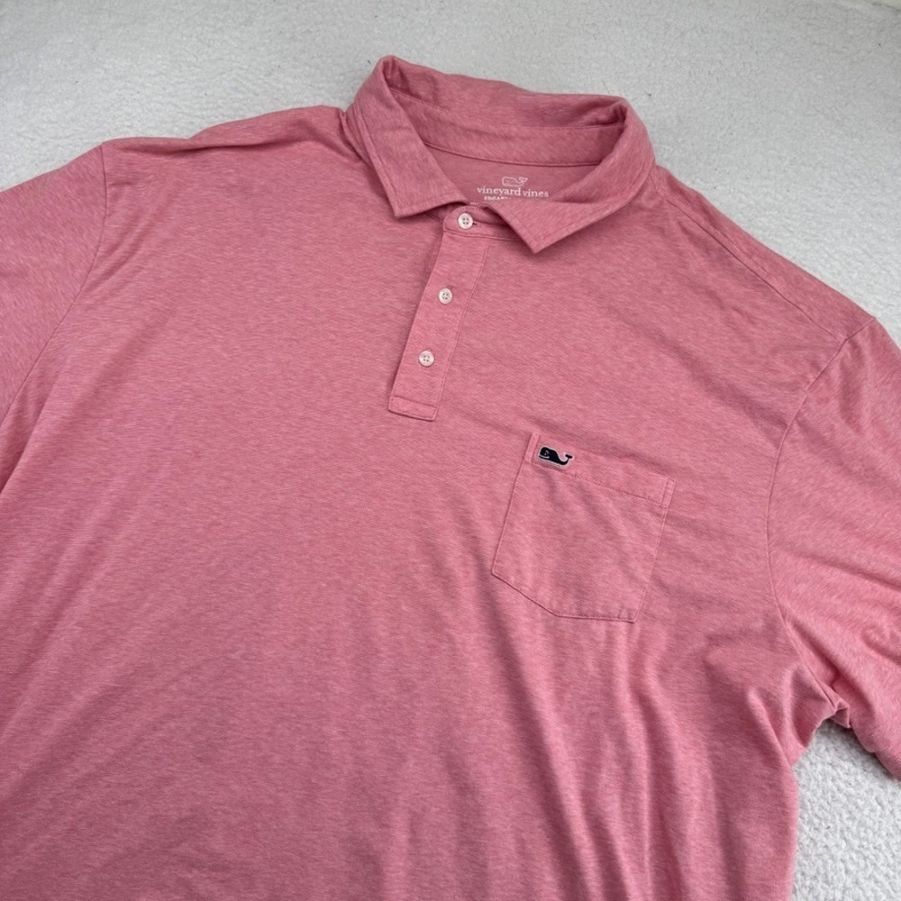 Vineyard Vines Edgartown Polo Mens 3XLT Tall Pink Short Sleeve Performance Shirt